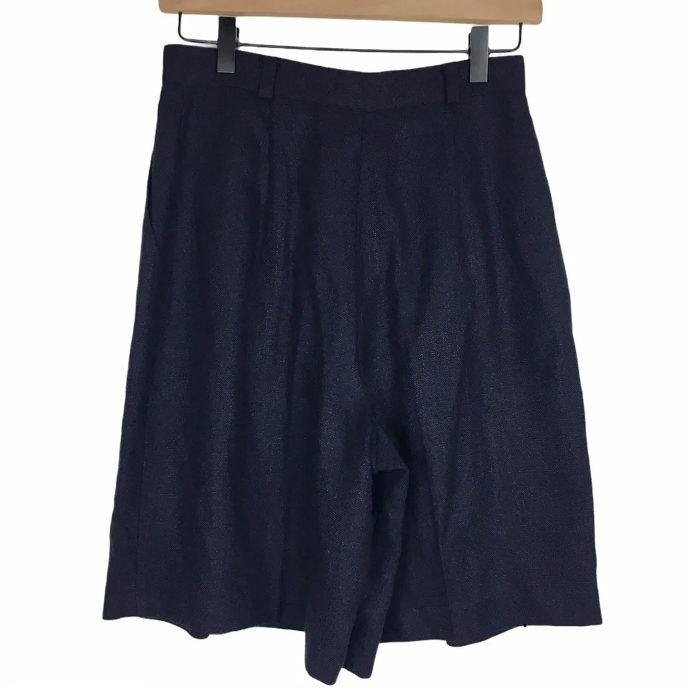 VINTAGE Mom Shorts Ultra High Waist Woven Navy Blue 80s 90s Retro Golf Size 8